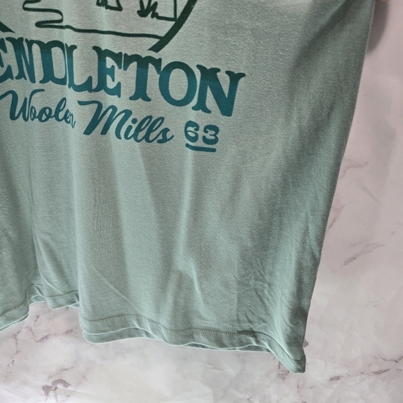 Pendleton T Shirt Womens Medium Blue Tee Crew Tree Landscape Woolen Mills - Picture 4 of 10